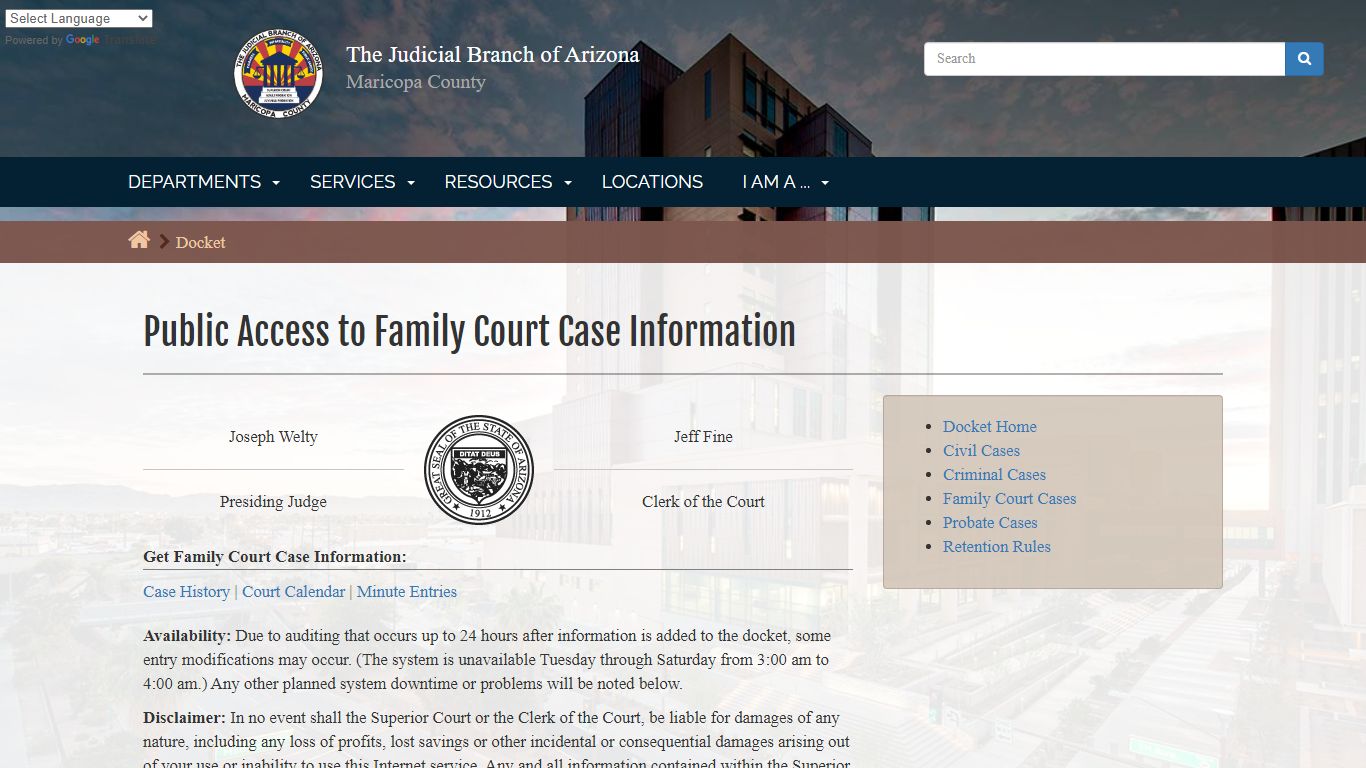 Docket: Public Access to Family Court Case Information