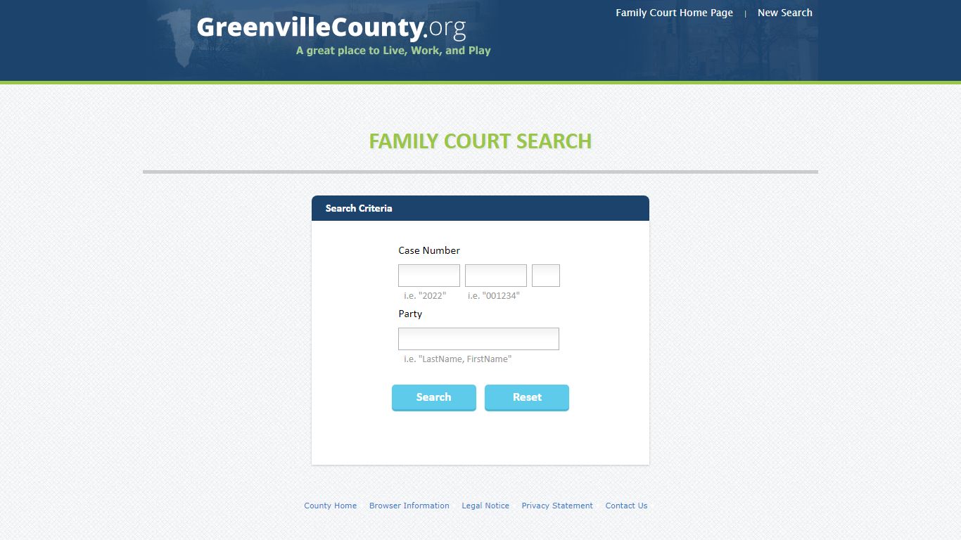 Greenville County - Family Court Search